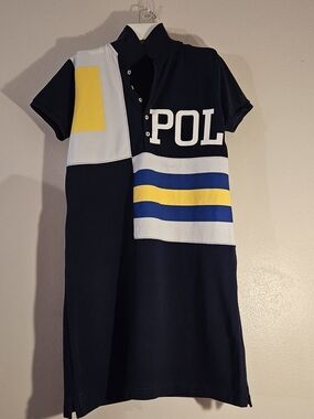 Polo by Ralph Lauren Navy Polo Dress with Yellow & Blue Stripes